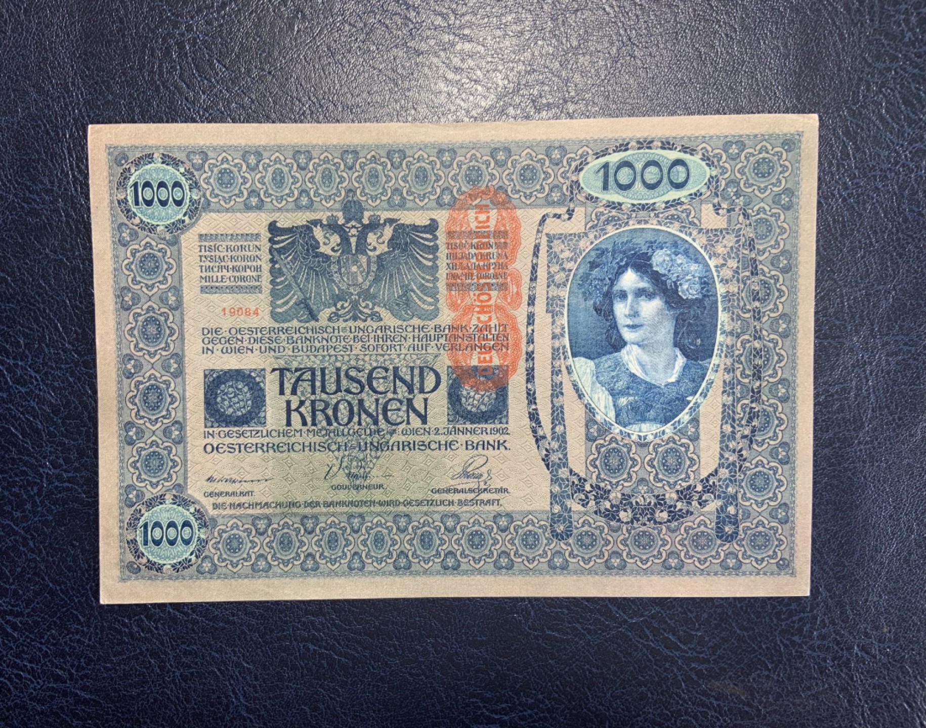 收藏联盟Quantum Auction 第192期拍卖(再次更新) 奥地利1902年1000克朗 品相全新UNC 120年历史的大票幅