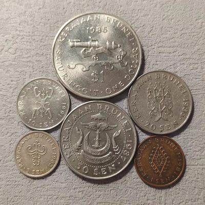 0起1加-纯粹捡漏拍-118场散币150组加速测试场 - 文莱1981-1991年6枚套币一组-含大炮1元