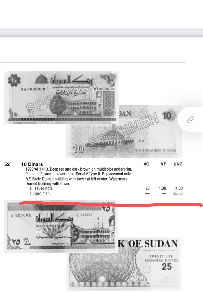 收藏联盟Quantum Auction 第192期拍卖(再次更新) 苏丹1993年10第纳尔样票 稀少 品相全新UNC