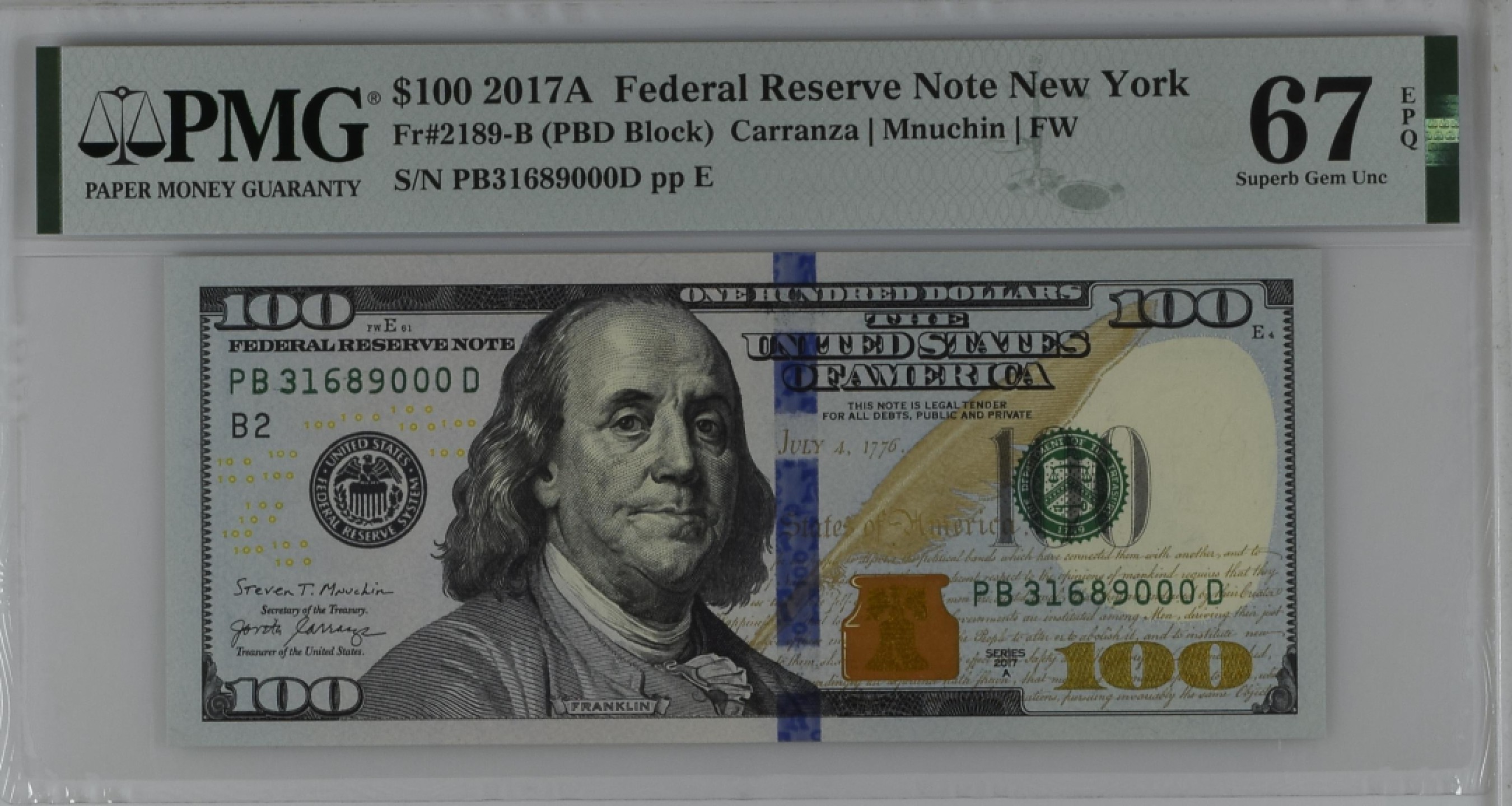 收藏联盟Quantum Auction 第192期拍卖(再次更新) 美国2021年联邦储备券标十连豹子号 PMG66-67  其中一张是88888大象号 无47