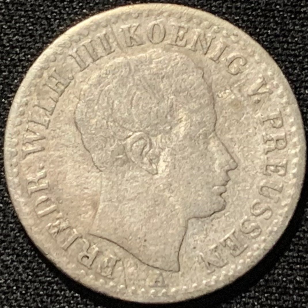 紫瑗钱币——第216期拍卖 德国 普鲁士 1926年 威廉三世 1/6泰勒 5.35克 0.52银