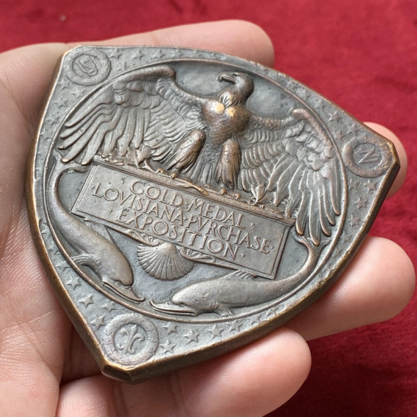 《竞宝斋》第95场-本周日，周一，周四，3场连拍（全场不限金额包邮） 1904年圣路易斯世博会金牌奖章 百年浓郁包浆，发行量9000枚  （铜章）