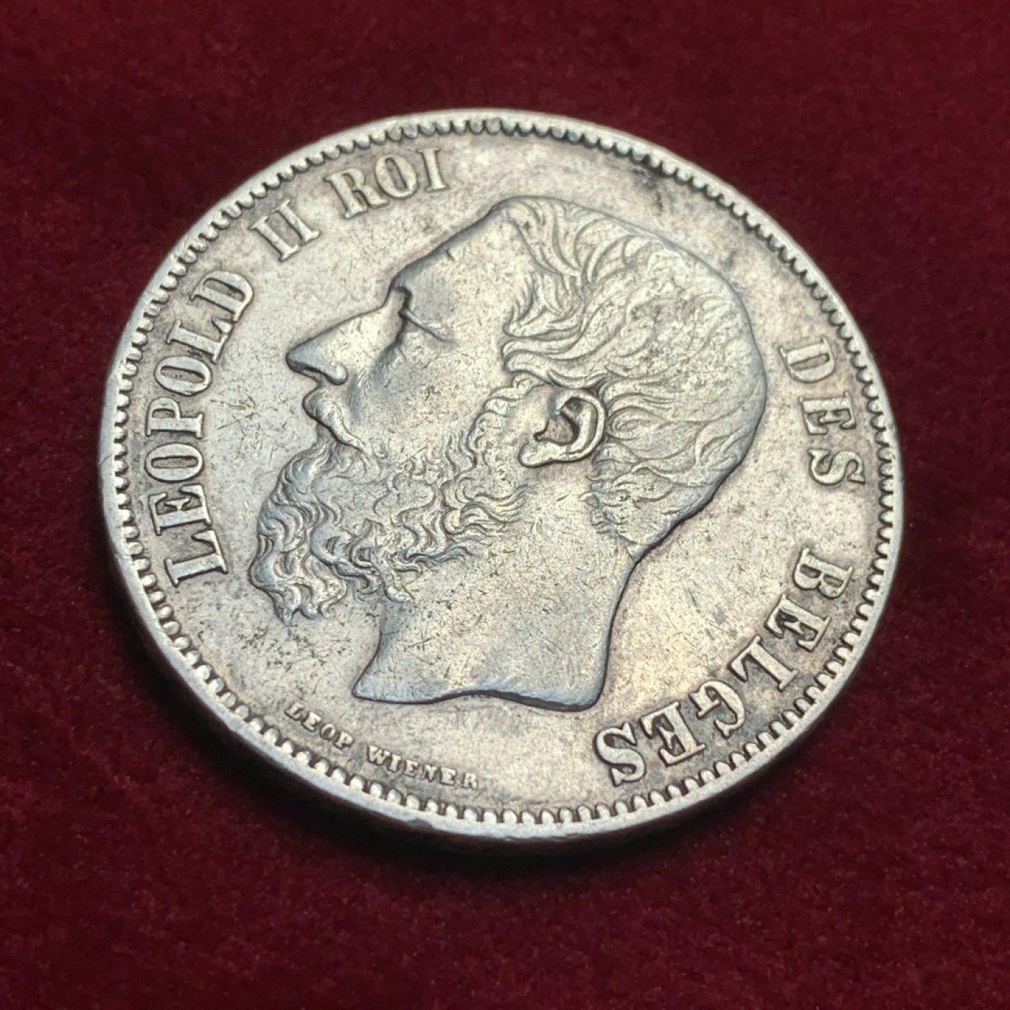 《竞宝斋》第95场-本周日，周一，周四，3场连拍（全场不限金额包邮） 1868年比利时利奥波德二世5法郎银币