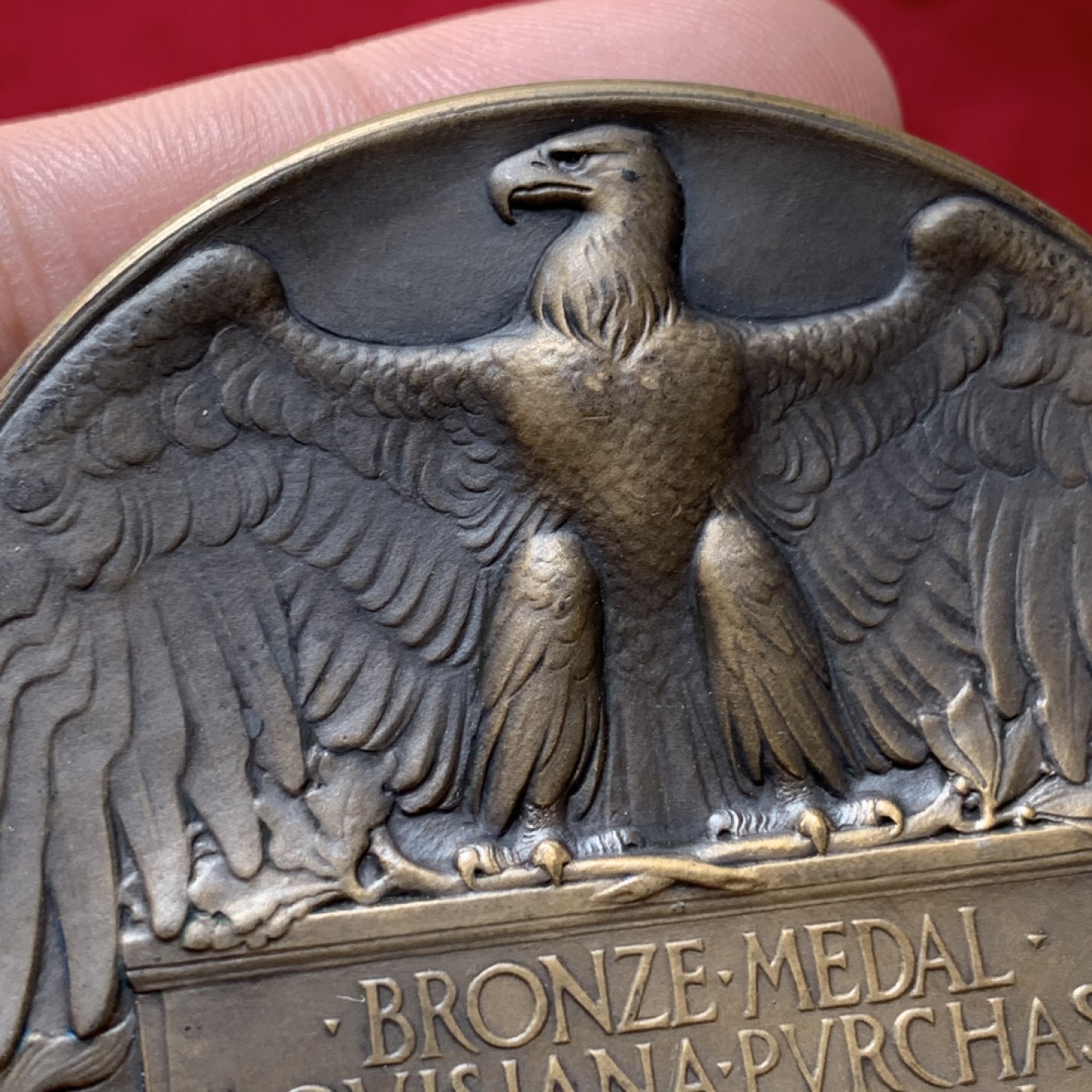 《竞宝斋》第95场-本周日，周一，周四，3场连拍（全场不限金额包邮） 1904年圣路易斯世博会铜牌奖章 百年浓郁包浆，发行量10000枚  大型铜章