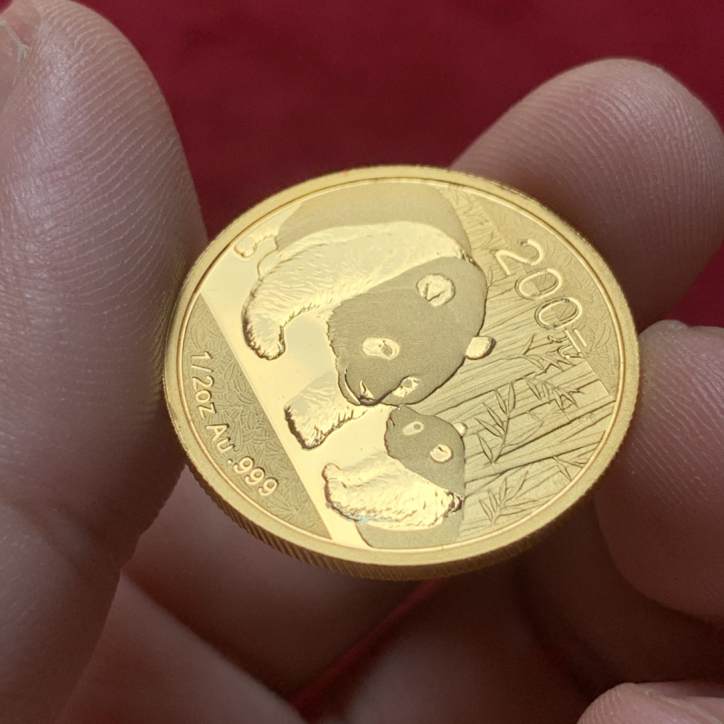 《竞宝斋》第95场-本周日，周一，周四，3场连拍（全场不限金额包邮） 2011年熊猫金币1/2盎司，约合15.55克，含金量99.9%