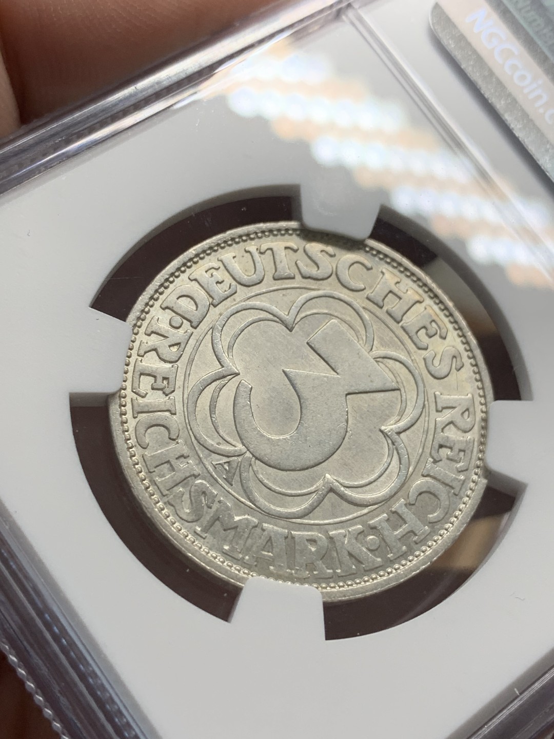 《竞宝斋》第95场-本周日，周一，周四，3场连拍（全场不限金额包邮） NGC-MS64 魏玛德国1927年诺德豪森千年3马克纪念银币 少见品种