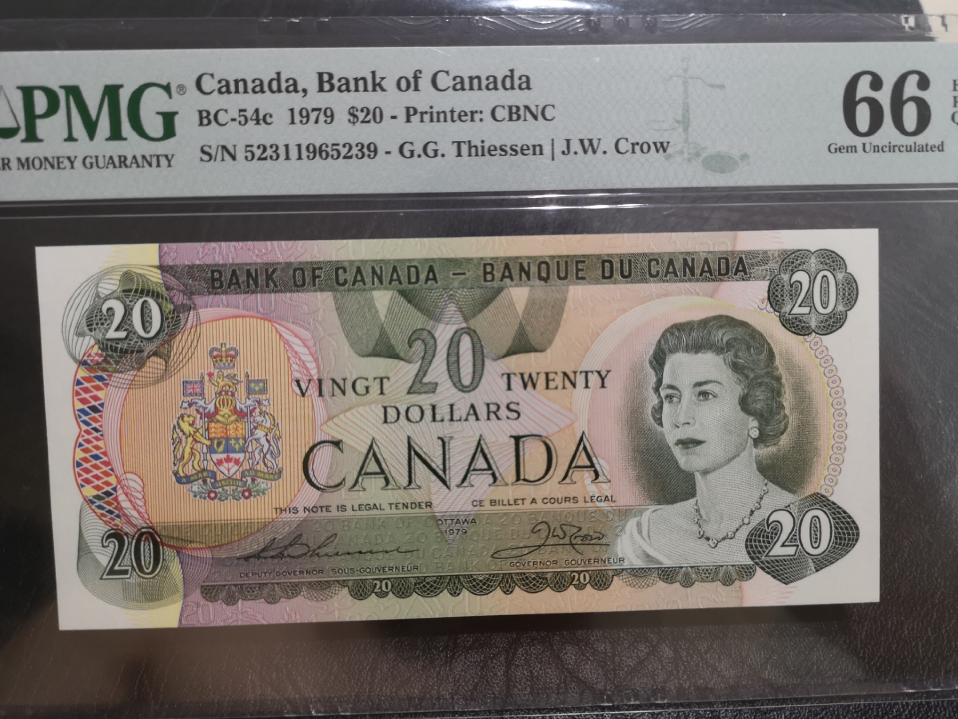 《外钞收藏家》第二百零三期 1979年加拿大20元 PMG66 无47