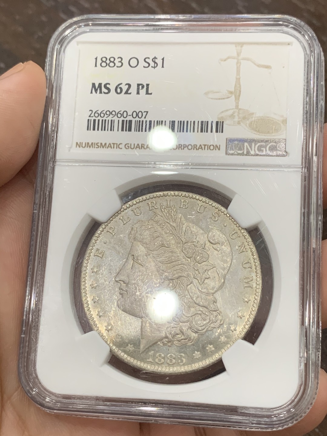 《竞宝斋》第95场-本周日，周一，周四，3场连拍（全场不限金额包邮） NGC-MS62 PL 美国 1883年 摩根1美元 给PL非常少 底板平整 光亮