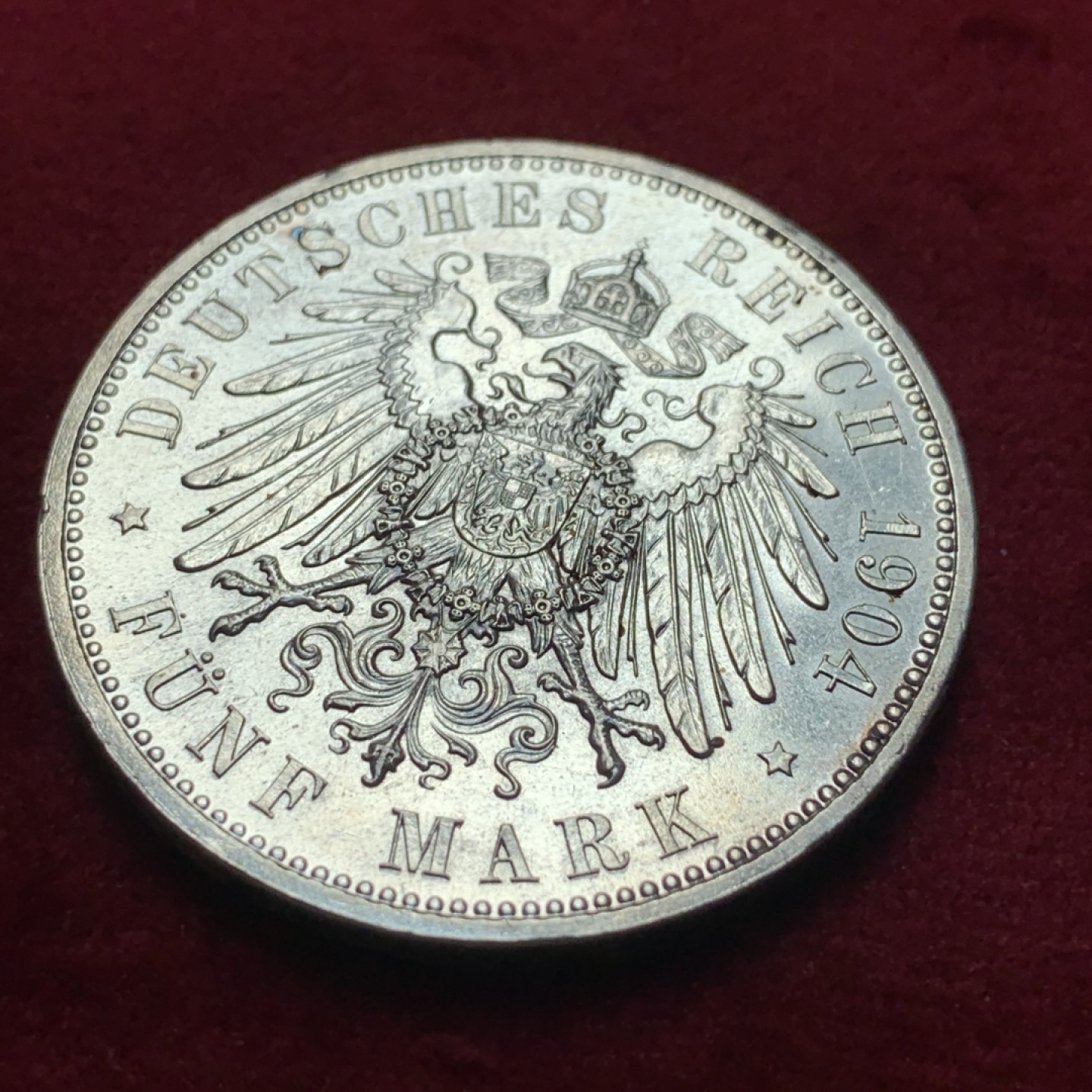 《竞宝斋》第95场-本周日，周一，周四，3场连拍（全场不限金额包邮） 德国1904年萨克森王国-格奥尔格六世5马克银币