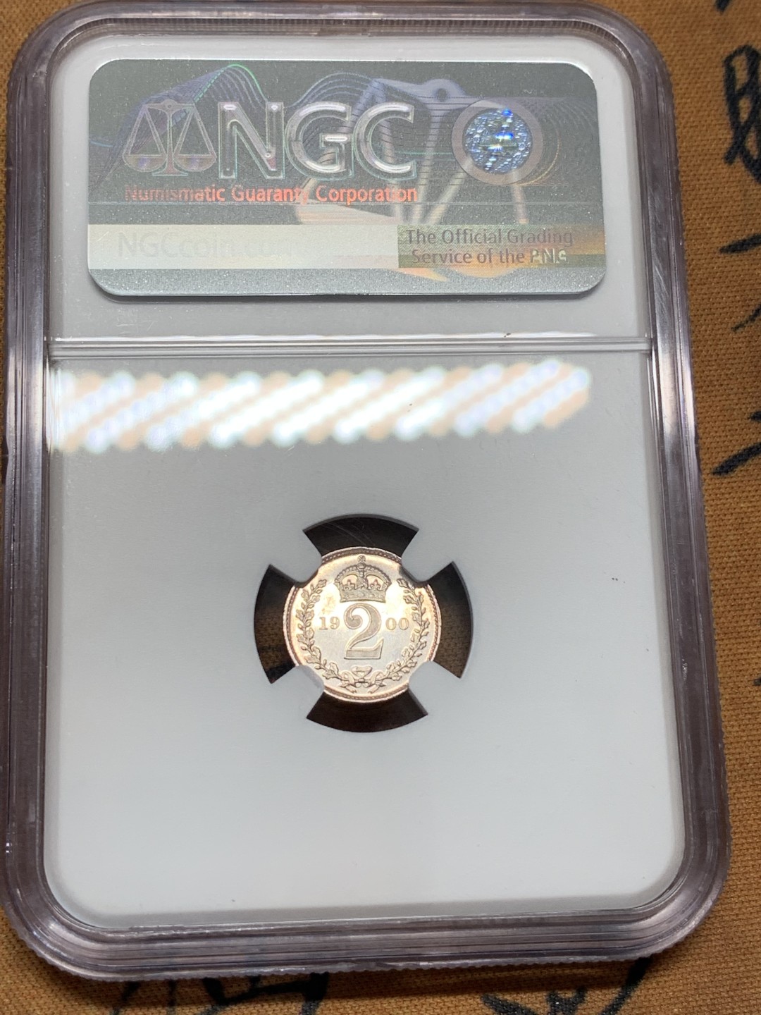 《竞宝斋》第95场-本周日，周一，周四，3场连拍（全场不限金额包邮） NGC-MS64 英国1900年 维多利亚女王 2便士银币 高分好品 稀少品种