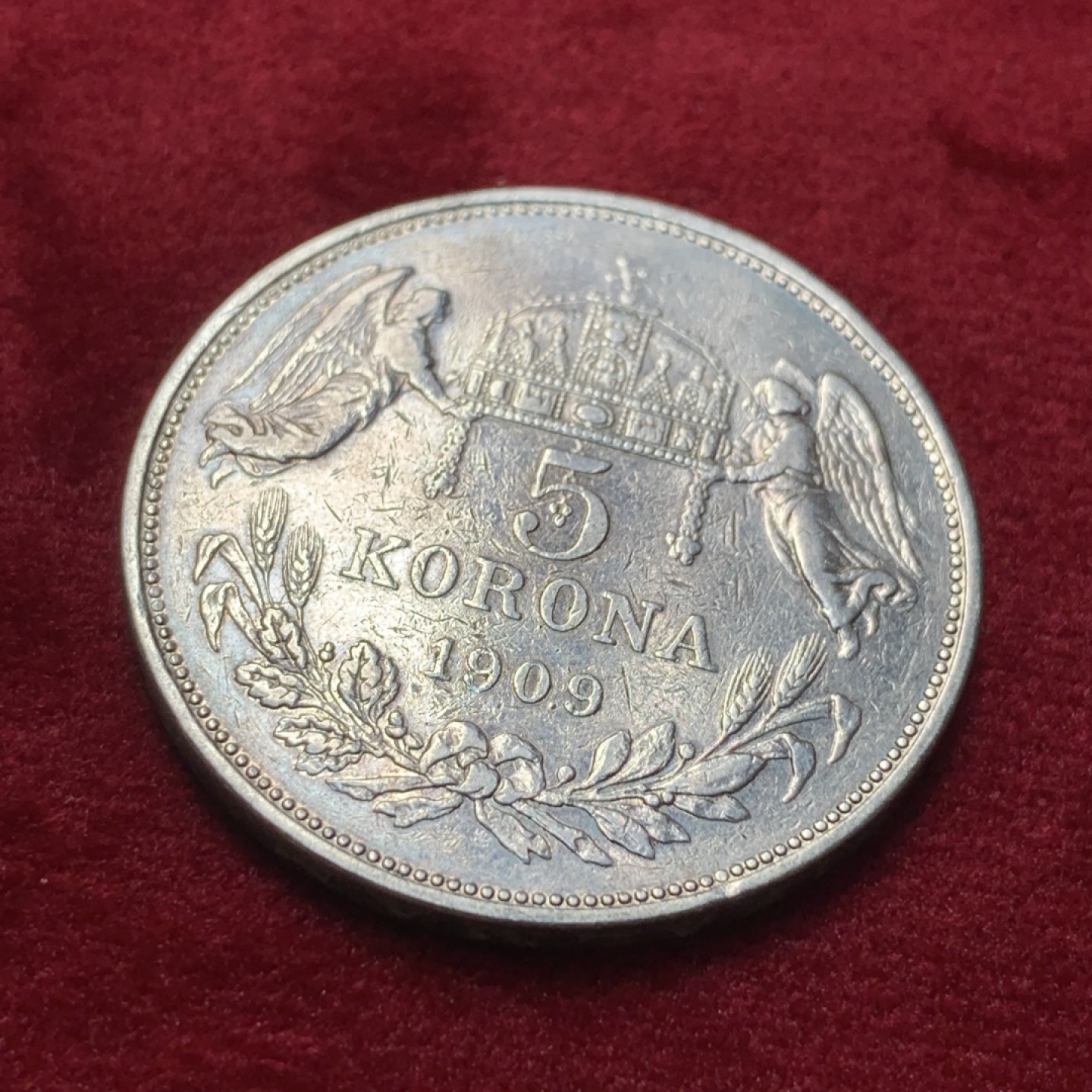 《竞宝斋》第95场-本周日，周一，周四，3场连拍（全场不限金额包邮） 1909年匈牙利 双天使5克朗银币