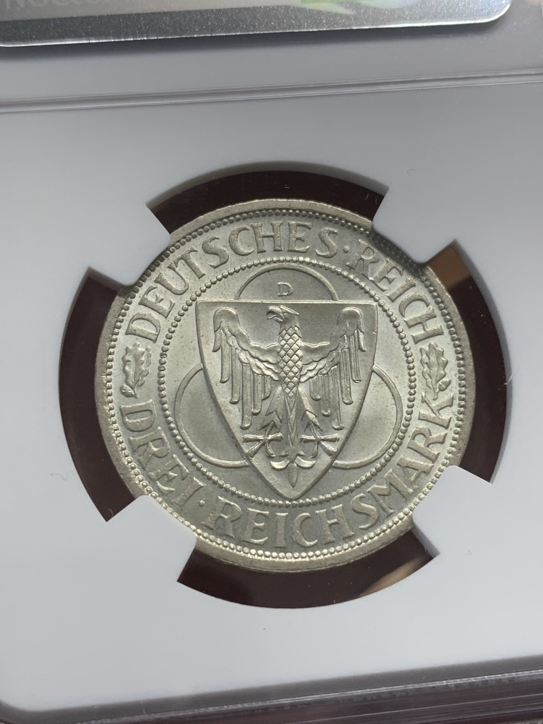 《竞宝斋》第95场-本周日，周一，周四，3场连拍（全场不限金额包邮） NGC-MS64 魏玛德国1930年莱茵解放 鹰桥3马克纪念银币