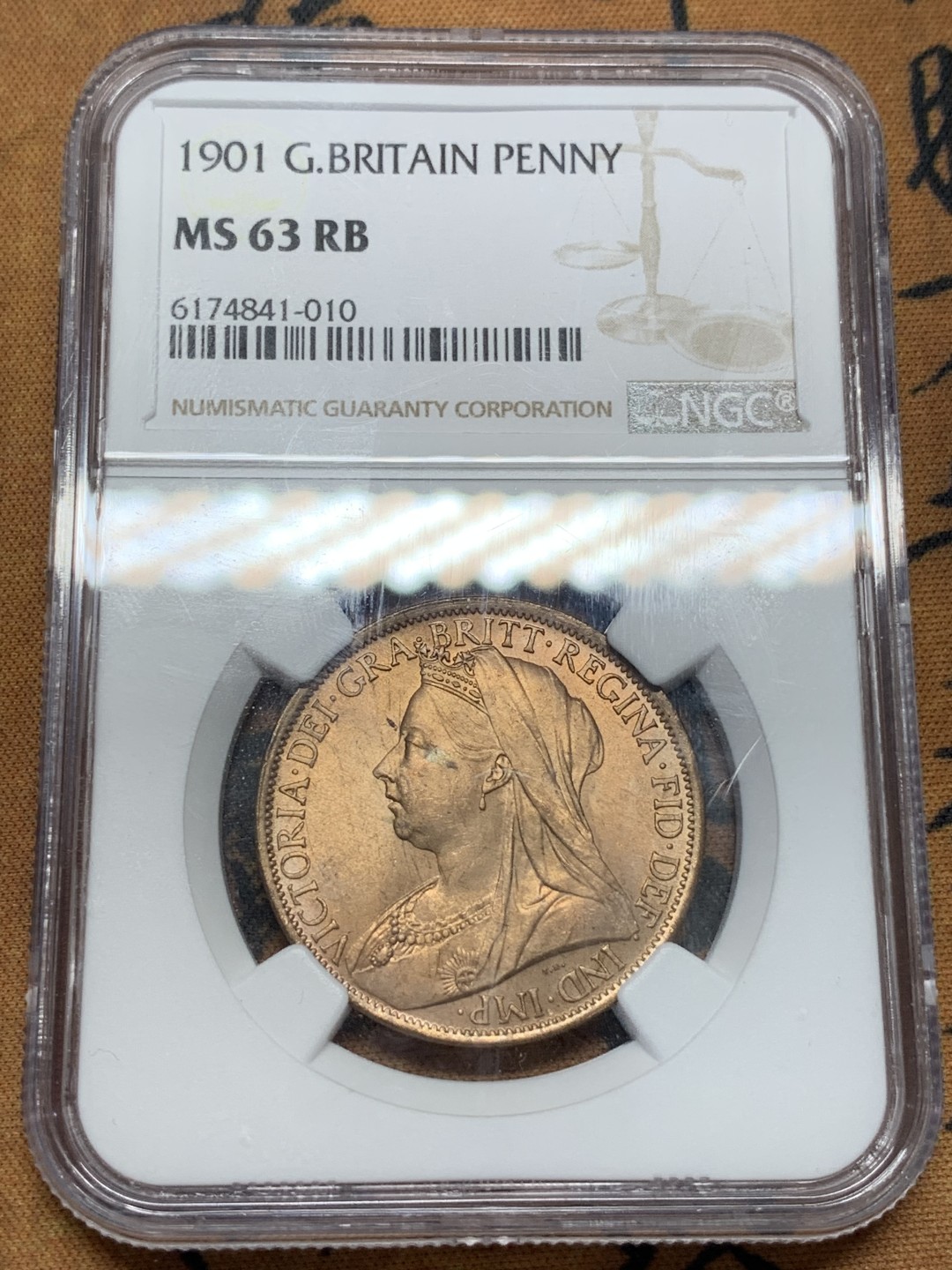 《竞宝斋》第95场-本周日，周一，周四，3场连拍（全场不限金额包邮） NGC MS63RB 1901维多利亚一便士  正反面均品相上佳 状态好 给分保守