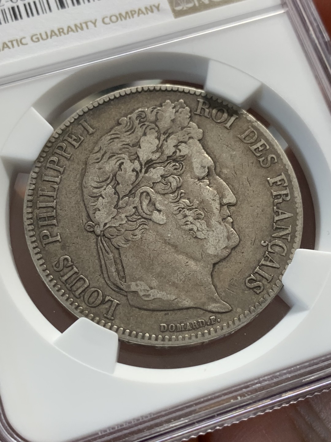 《竞宝斋》第95场-本周日，周一，周四，3场连拍（全场不限金额包邮） 第二名 NGC-XF45 法国1838-BB年 菲利普一世 5法郎大银币 细节很好 味道也一流