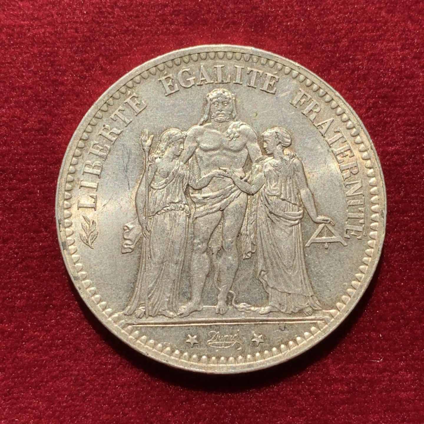 《竞宝斋》第95场-本周日，周一，周四，3场连拍（全场不限金额包邮） 法国 1876年 大力神 5法郎 银币 MS级 高品