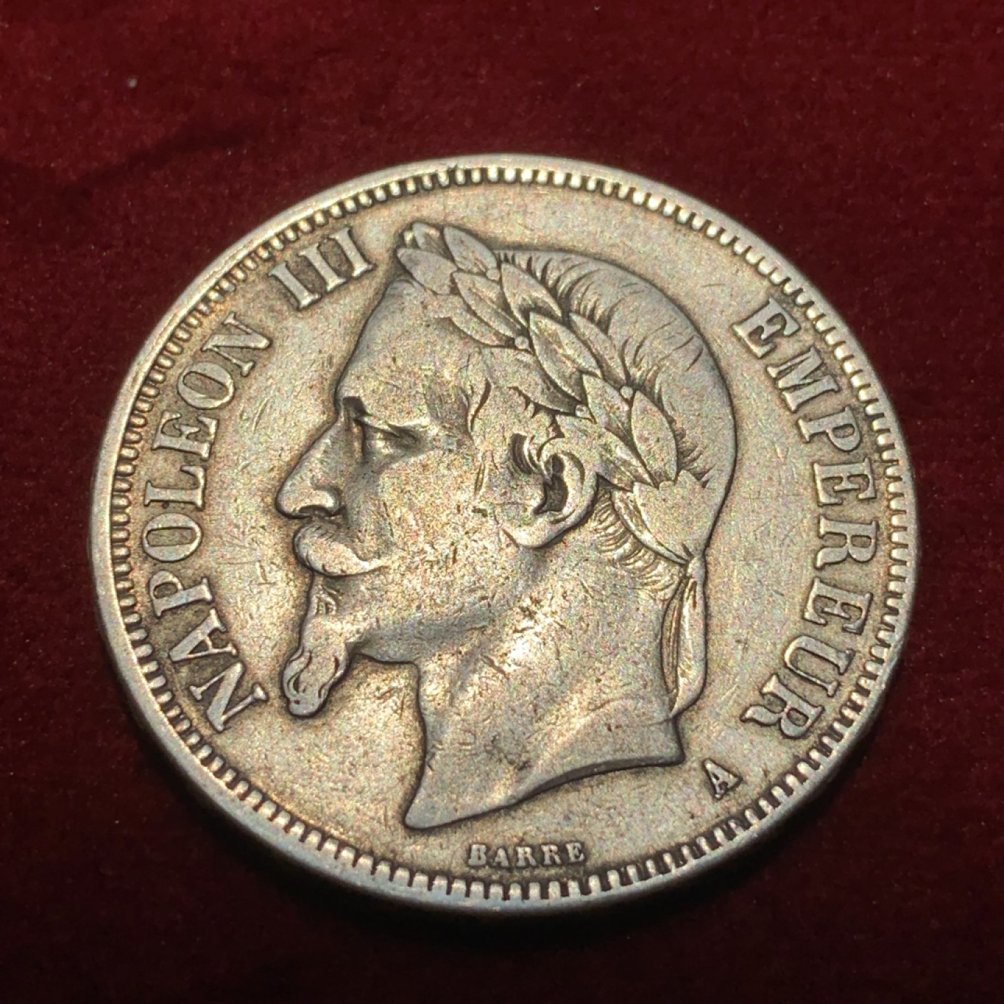 《竞宝斋》第95场-本周日，周一，周四，3场连拍（全场不限金额包邮） 1867A法国拿破仑三世5法郎银币