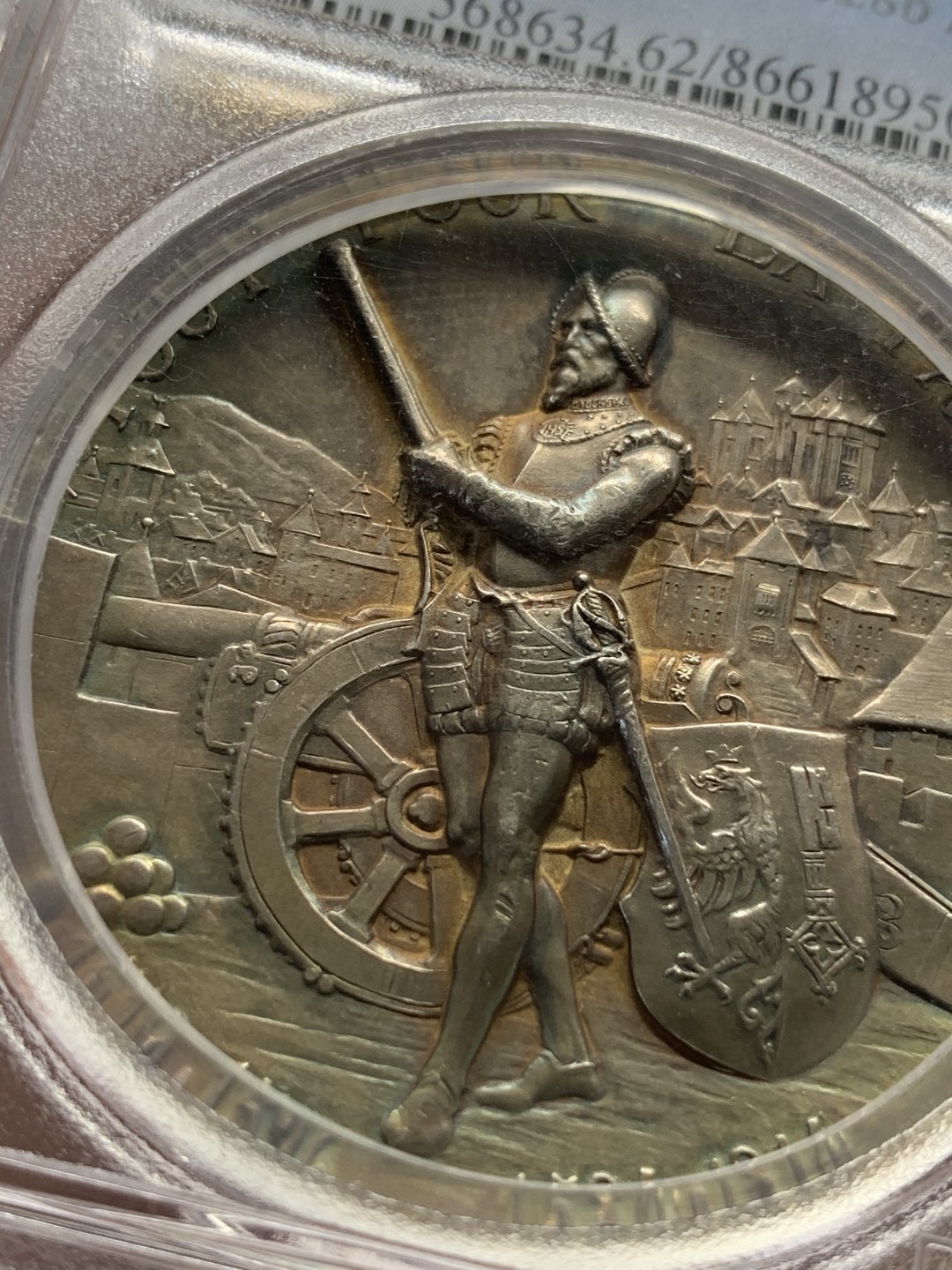 《竞宝斋》第95场-本周日，周一，周四，3场连拍（全场不限金额包邮） PCGS-MS62 1887 瑞士日内瓦射击节 银章 细节好 淡金包浆围绕人像 非常漂亮