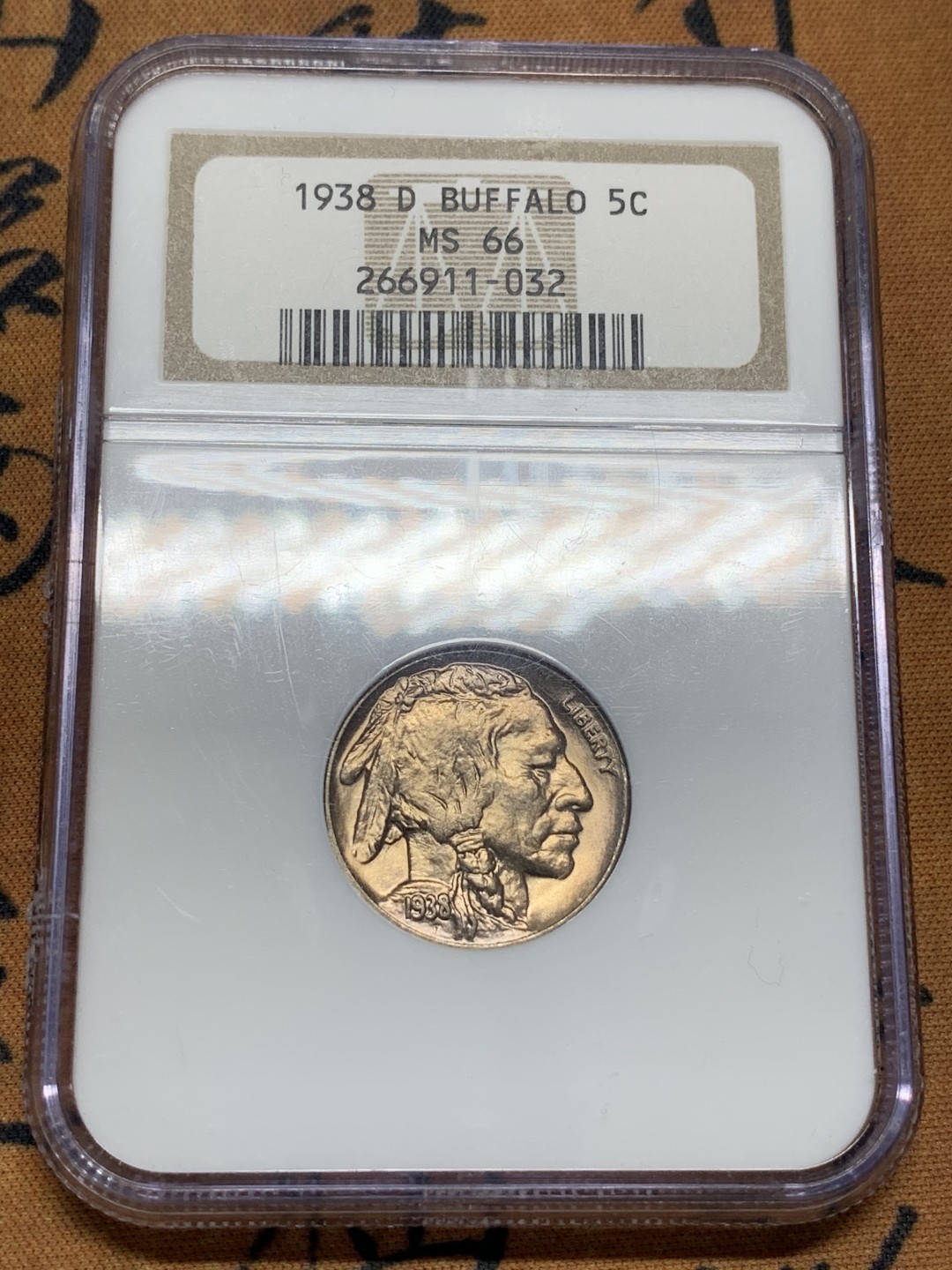 《竞宝斋》第95场-本周日，周一，周四，3场连拍（全场不限金额包邮） NGC MS66 美国 1938年 印第安人 野牛 5美分 老盒状态好