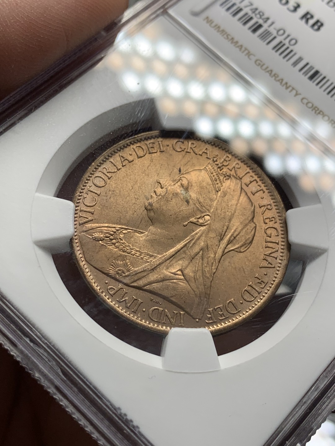 《竞宝斋》第95场-本周日，周一，周四，3场连拍（全场不限金额包邮） NGC MS63RB 1901维多利亚一便士  正反面均品相上佳 状态好 给分保守