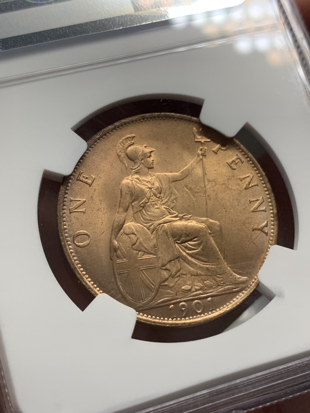 《竞宝斋》第95场-本周日，周一，周四，3场连拍（全场不限金额包邮） NGC MS63RB 1901维多利亚一便士  正反面均品相上佳 状态好 给分保守