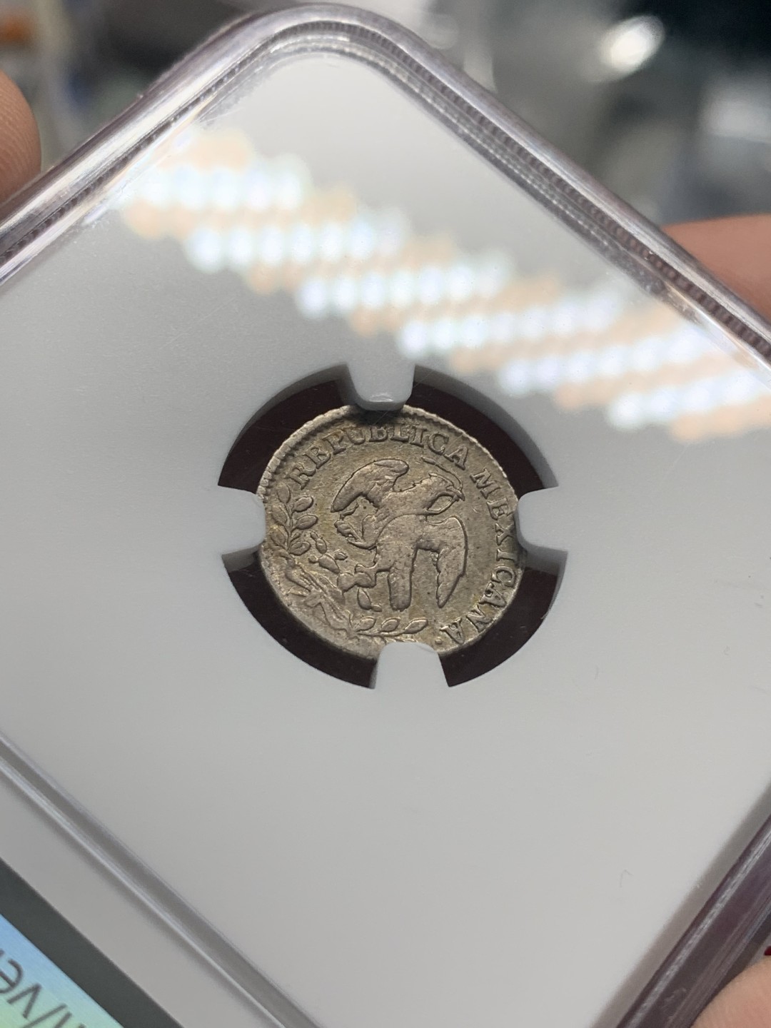 《竞宝斋》第95场-本周日，周一，周四，3场连拍（全场不限金额包邮） NGC-XF 墨西哥1857年 1/2R小鹰洋银币 中期年份 能上XF已经是品好的了