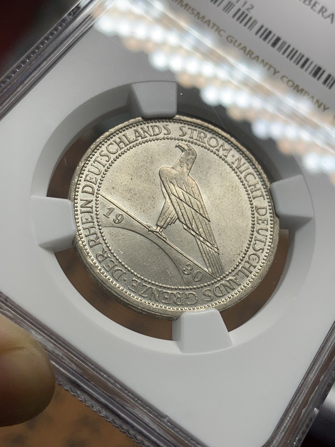 《竞宝斋》第95场-本周日，周一，周四，3场连拍（全场不限金额包邮） NGC-MS64 魏玛德国1930年莱茵解放 鹰桥3马克纪念银币