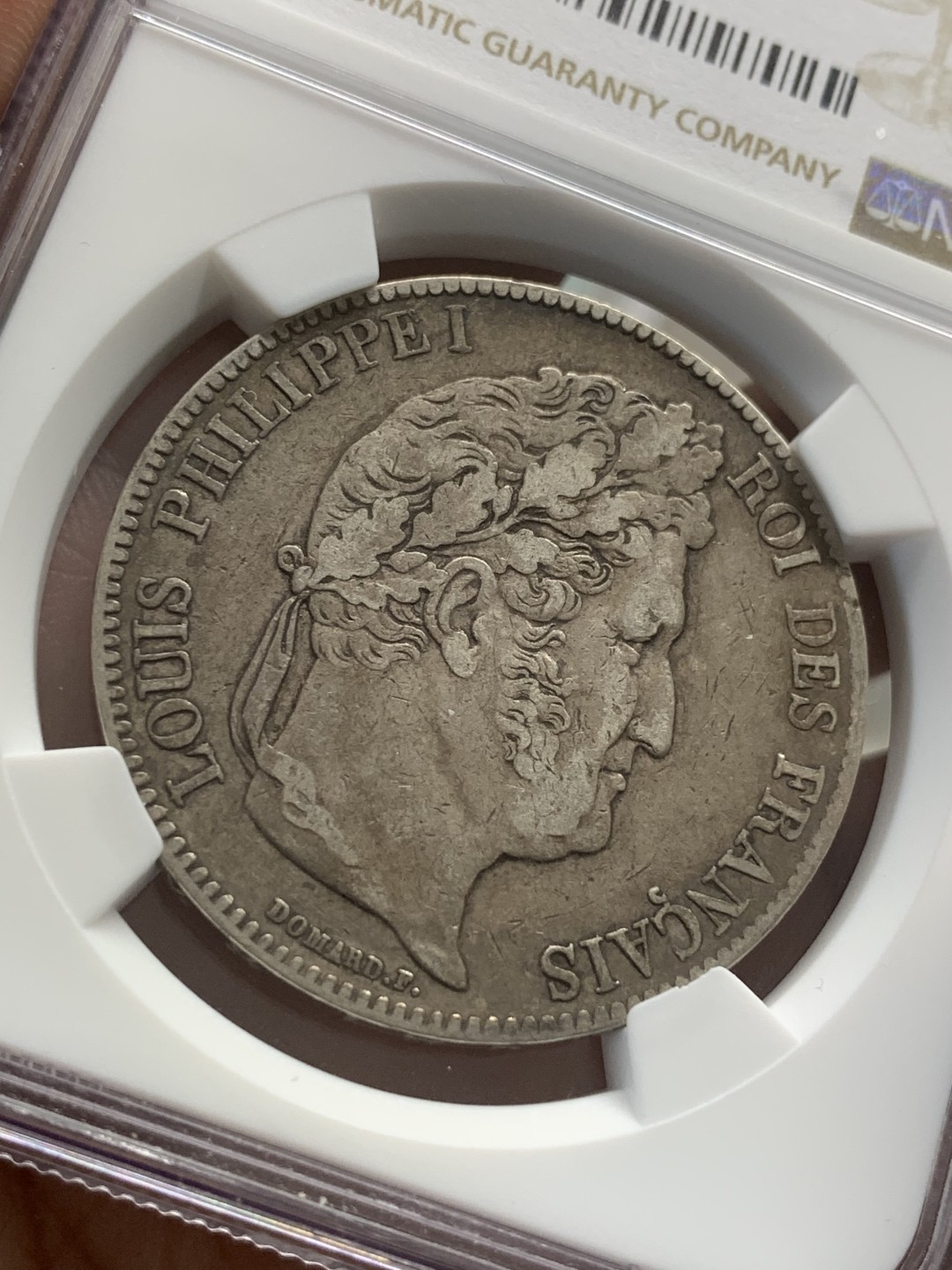 《竞宝斋》第95场-本周日，周一，周四，3场连拍（全场不限金额包邮） 第二名 NGC-XF45 法国1838-BB年 菲利普一世 5法郎大银币 细节很好 味道也一流