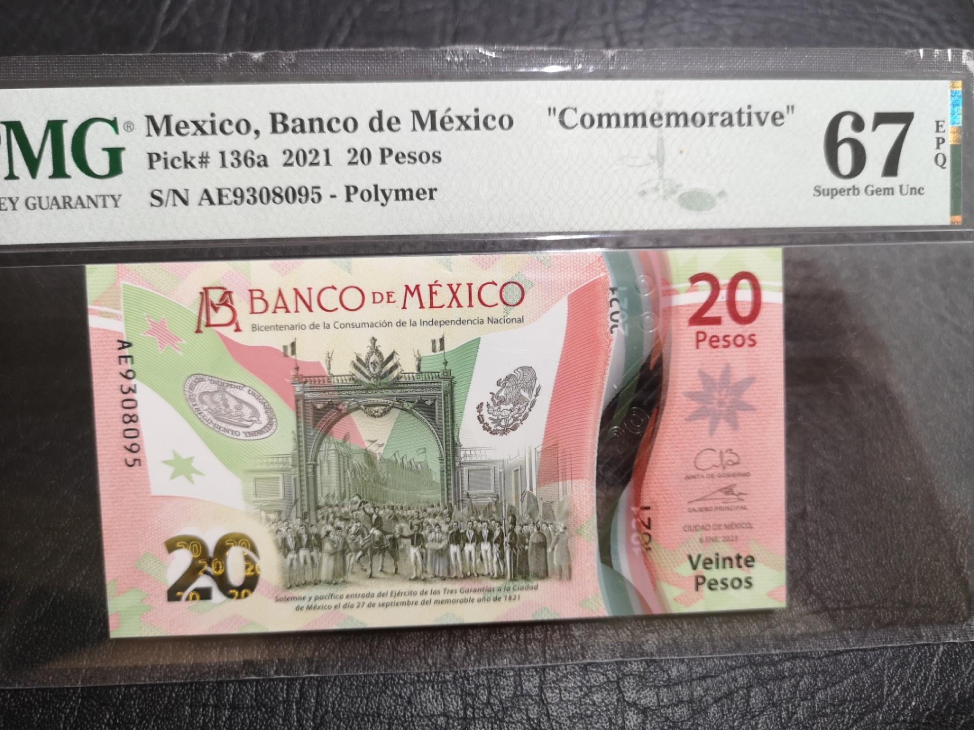 《外钞收藏家》第二百零三期 2021年墨西哥20比索 PMG67 纪念钞 无47