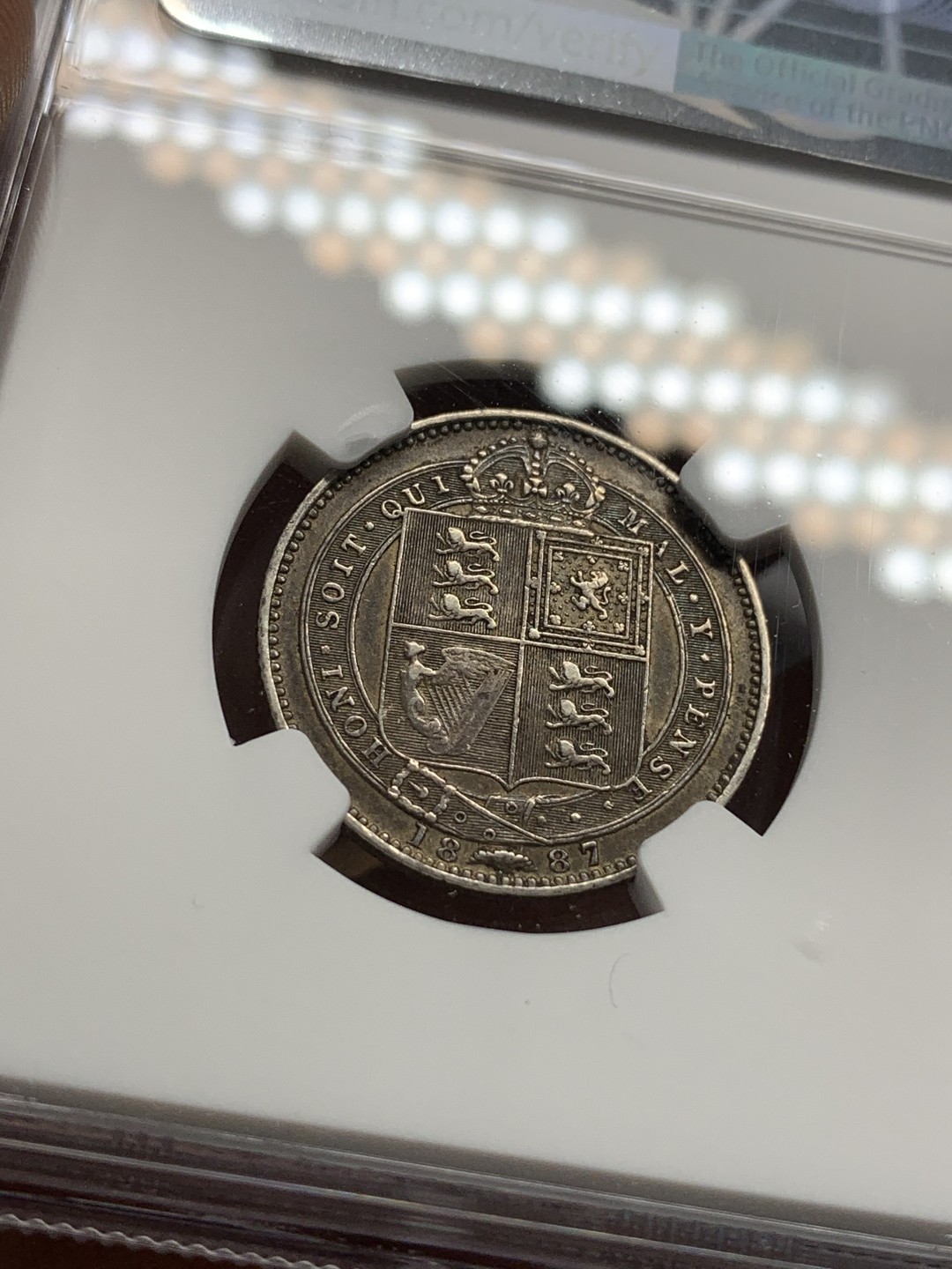 《竞宝斋》第95场-本周日，周一，周四，3场连拍（全场不限金额包邮） NGC-XFD 英国维多利亚 1887年1先令 银币 包浆非常的漂亮