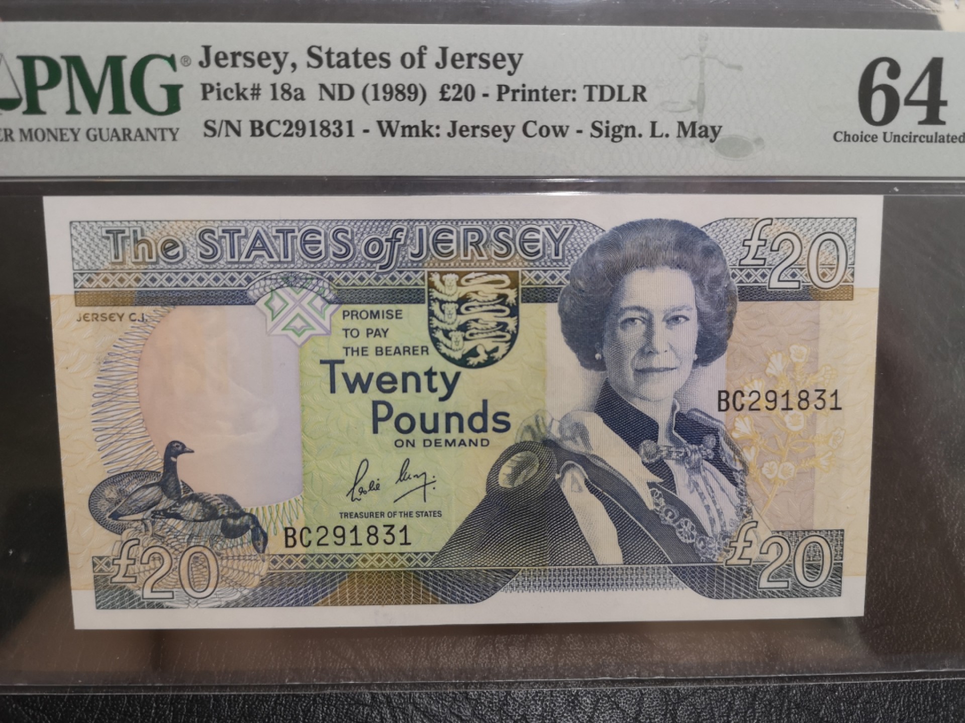 《外钞收藏家》第二百零三期 1989年泽西20镑 PMG64 无47