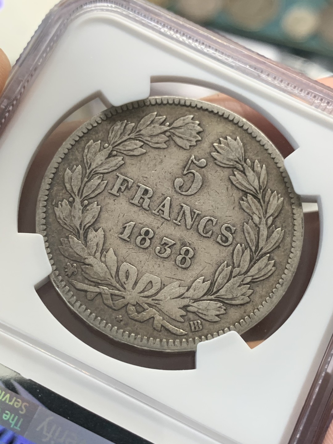 《竞宝斋》第95场-本周日，周一，周四，3场连拍（全场不限金额包邮） 第二名 NGC-XF45 法国1838-BB年 菲利普一世 5法郎大银币 细节很好 味道也一流