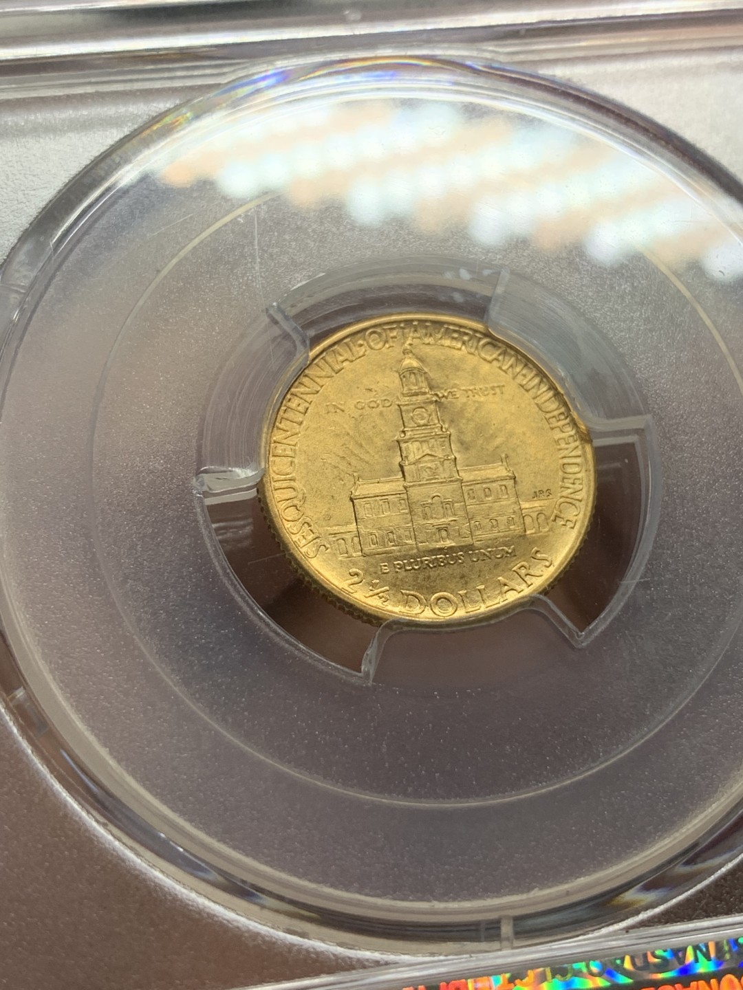 《竞宝斋》第95场-本周日，周一，周四，3场连拍（全场不限金额包邮） PCGS MS63 美国 1926年 建国150周年 2.5美元 金币 少见品种 4.18克20W发行量