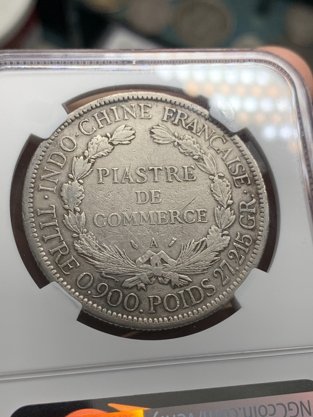 《竞宝斋》第95场-本周日，周一，周四，3场连拍（全场不限金额包邮） 加重版 NGC XF品相 法属印度支那1885年坐洋首年加重版1皮亚斯特银币坐洋五珍