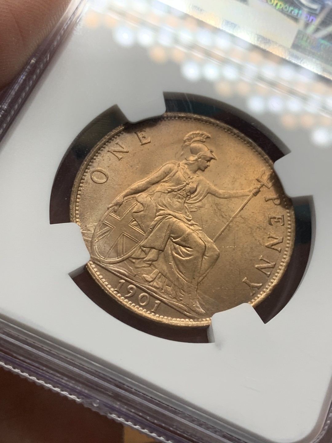 《竞宝斋》第95场-本周日，周一，周四，3场连拍（全场不限金额包邮） NGC MS63RB 1901维多利亚一便士  正反面均品相上佳 状态好 给分保守