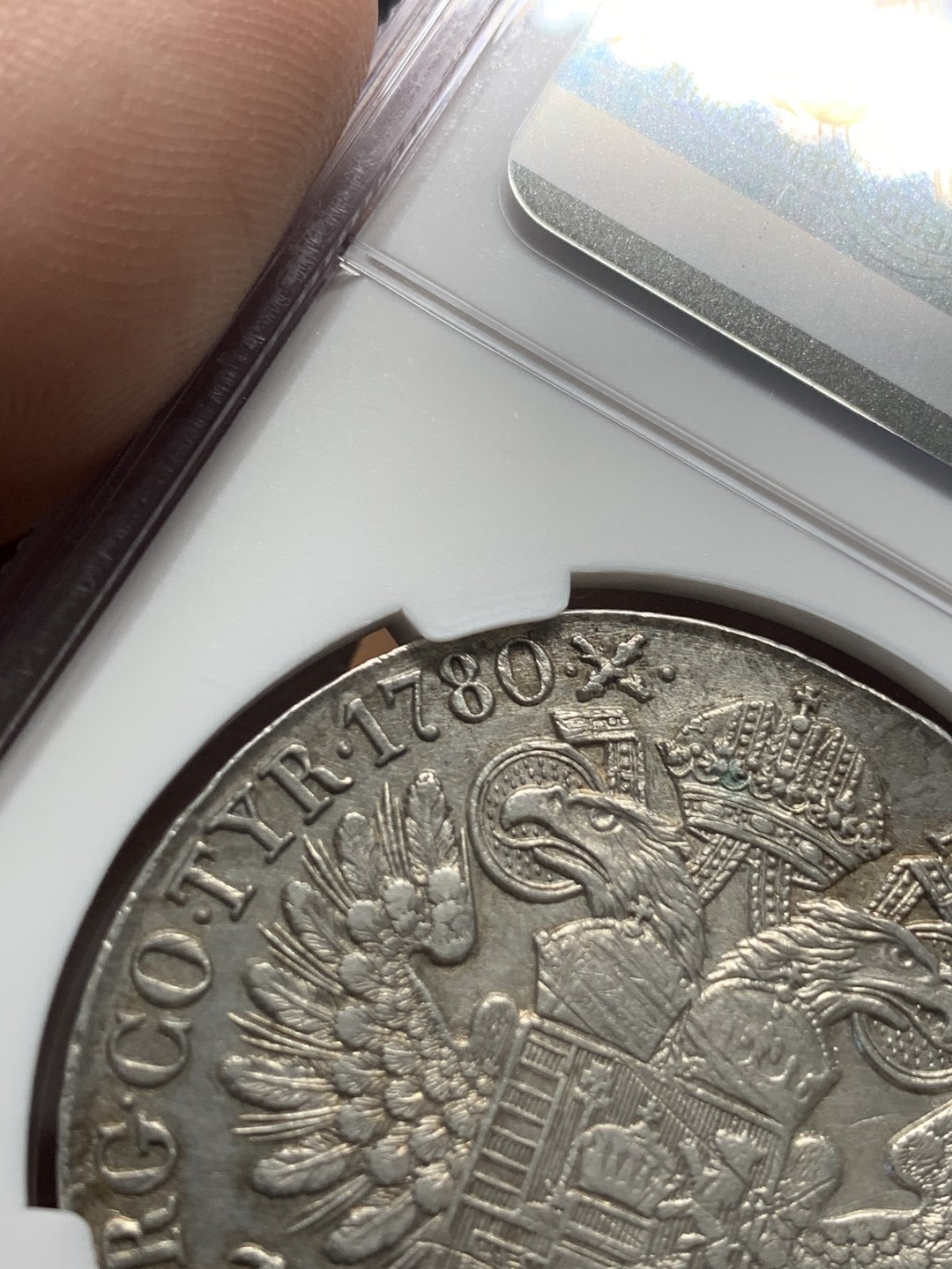 《竞宝斋》第95场-本周日，周一，周四，3场连拍（全场不限金额包邮） NGC-AUD 奥地利“1780年”特蕾莎1泰勒银币 1815-1830年铸造 对应目录编号应该是36a