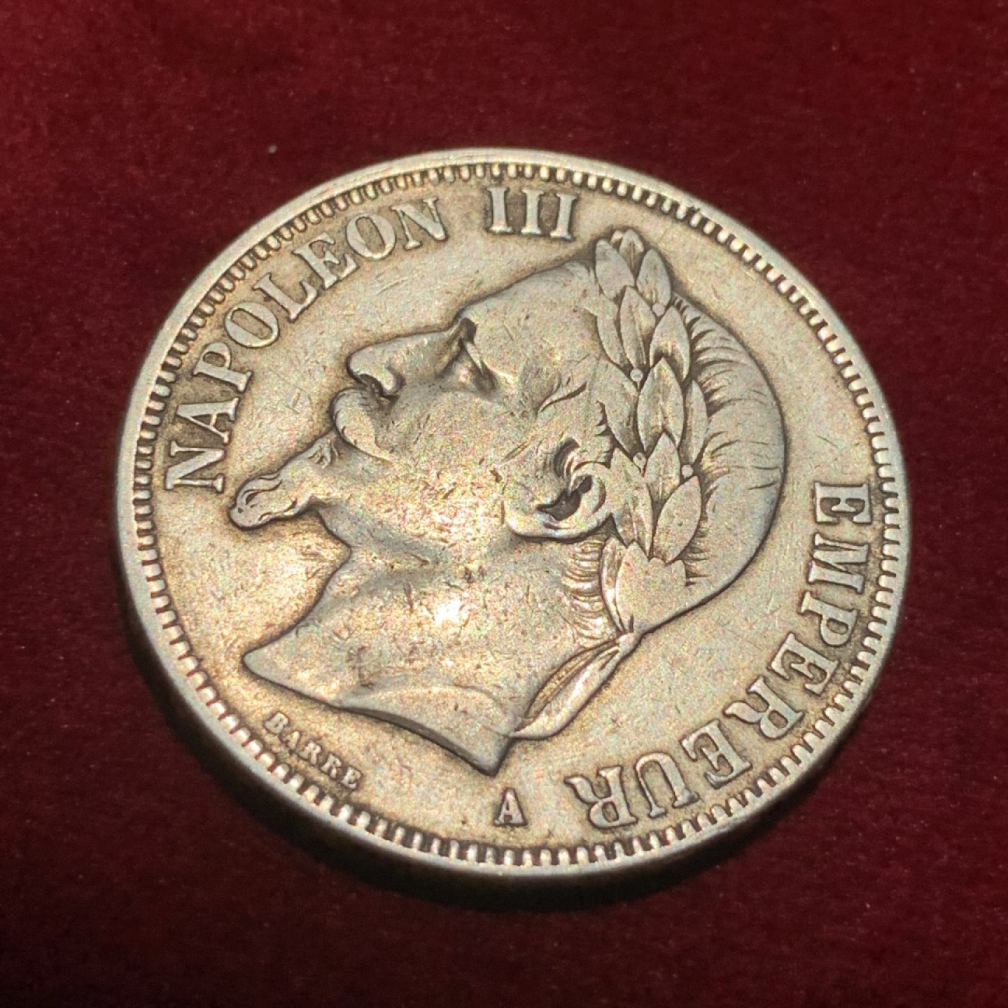 《竞宝斋》第95场-本周日，周一，周四，3场连拍（全场不限金额包邮） 1867A法国拿破仑三世5法郎银币