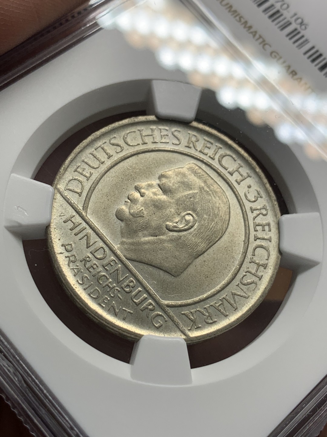 《竞宝斋》第95场-本周日，周一，周四，3场连拍（全场不限金额包邮） NGC-MS65 魏玛德国1929年宪法十周年3马克纪念银币 少见高分