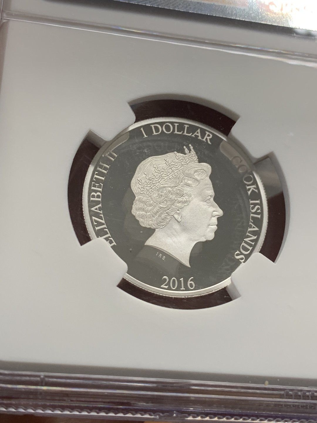 《竞宝斋》第95场-本周日，周一，周四，3场连拍（全场不限金额包邮） NGC-PF69UC 2016年库克群岛$1英国脱欧纪念彩色精制银币（发行量仅2016枚）