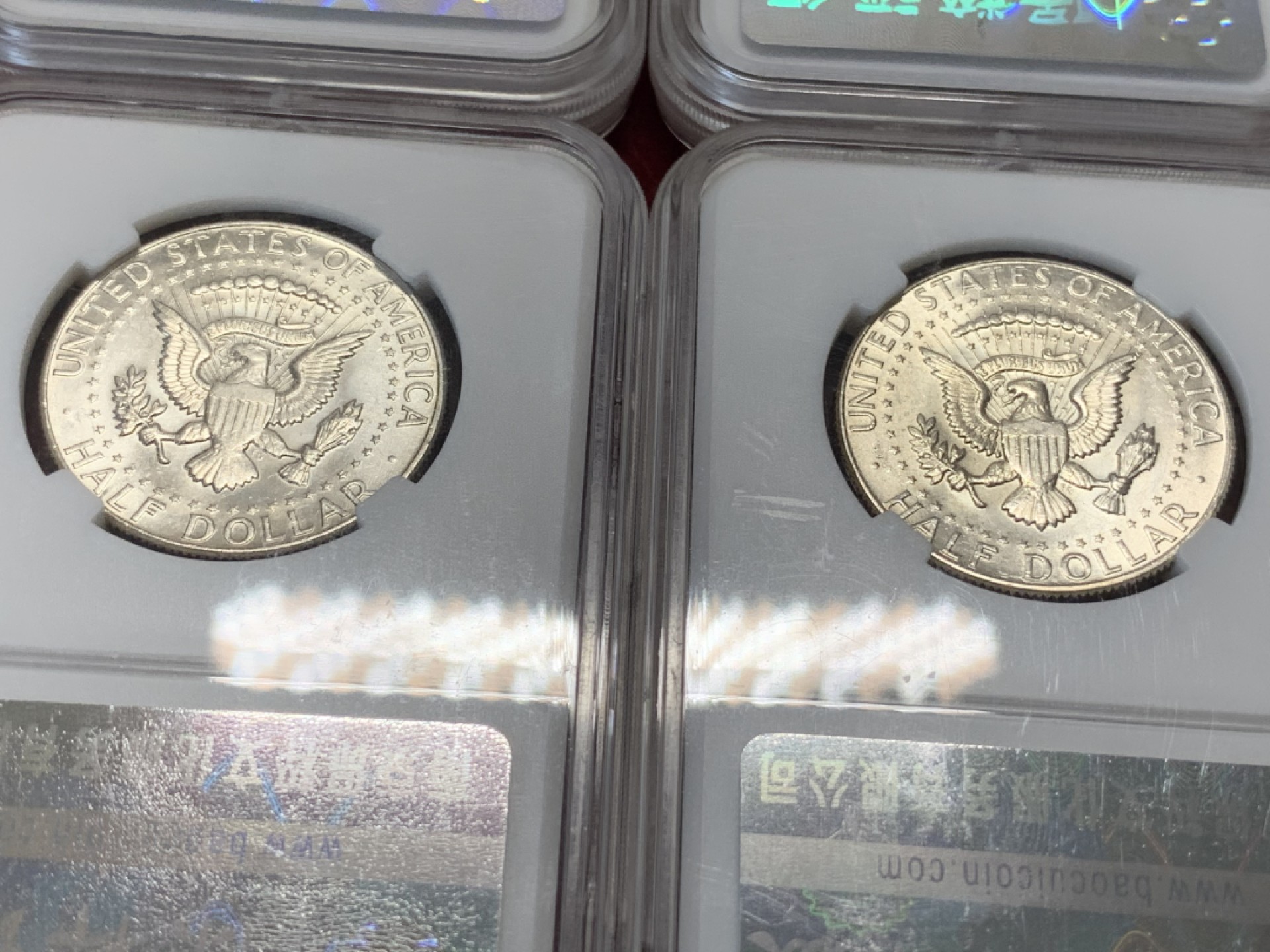 《竞宝斋》第95场-本周日，周一，周四，3场连拍（全场不限金额包邮） 保粹-MS65 美国 1964年-1969年 50美分 肯尼迪半美元 银币 肯尼迪银币全年份，品相统一，收藏好品。