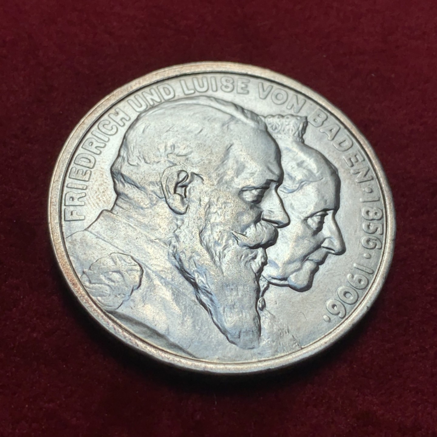 《竞宝斋》第95场-本周日，周一，周四，3场连拍（全场不限金额包邮） 1906年德国巴登弗里德里希金婚5马克银币