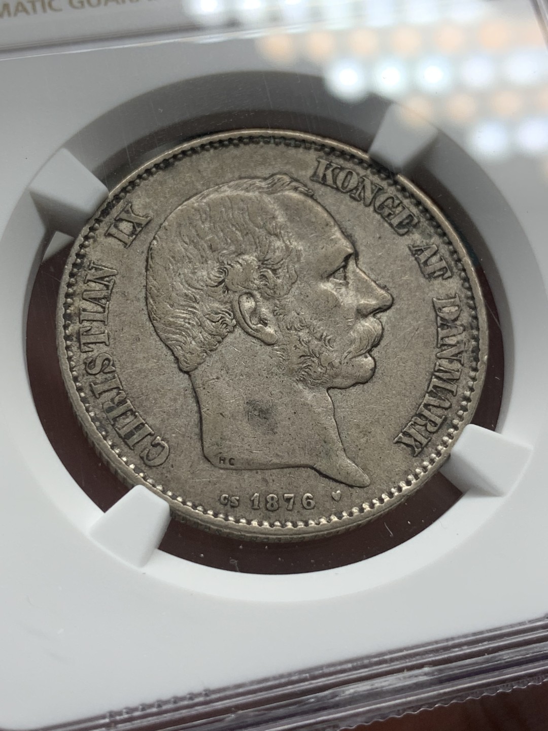 《竞宝斋》第95场-本周日，周一，周四，3场连拍（全场不限金额包邮） NGC-XF45 丹麦克里斯蒂安九世 1876年 2克朗 银币 发行量较少 只发行了1875和1876两个年份