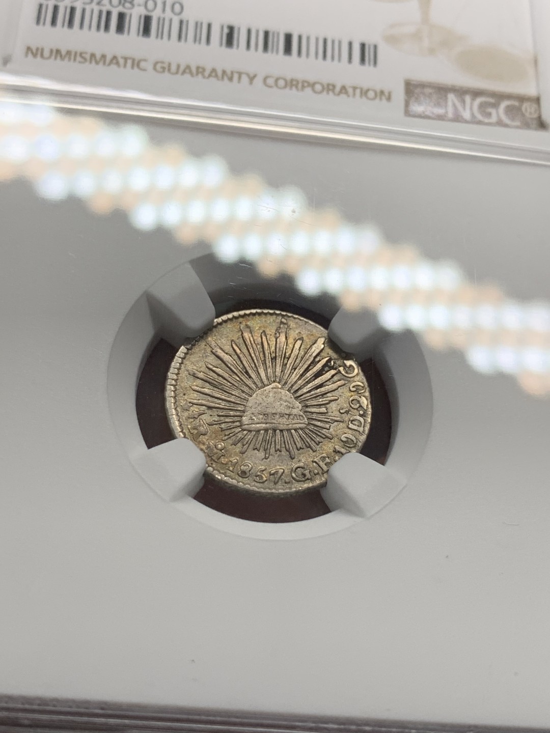 《竞宝斋》第95场-本周日，周一，周四，3场连拍（全场不限金额包邮） NGC-XF 墨西哥1857年 1/2R小鹰洋银币 中期年份 能上XF已经是品好的了