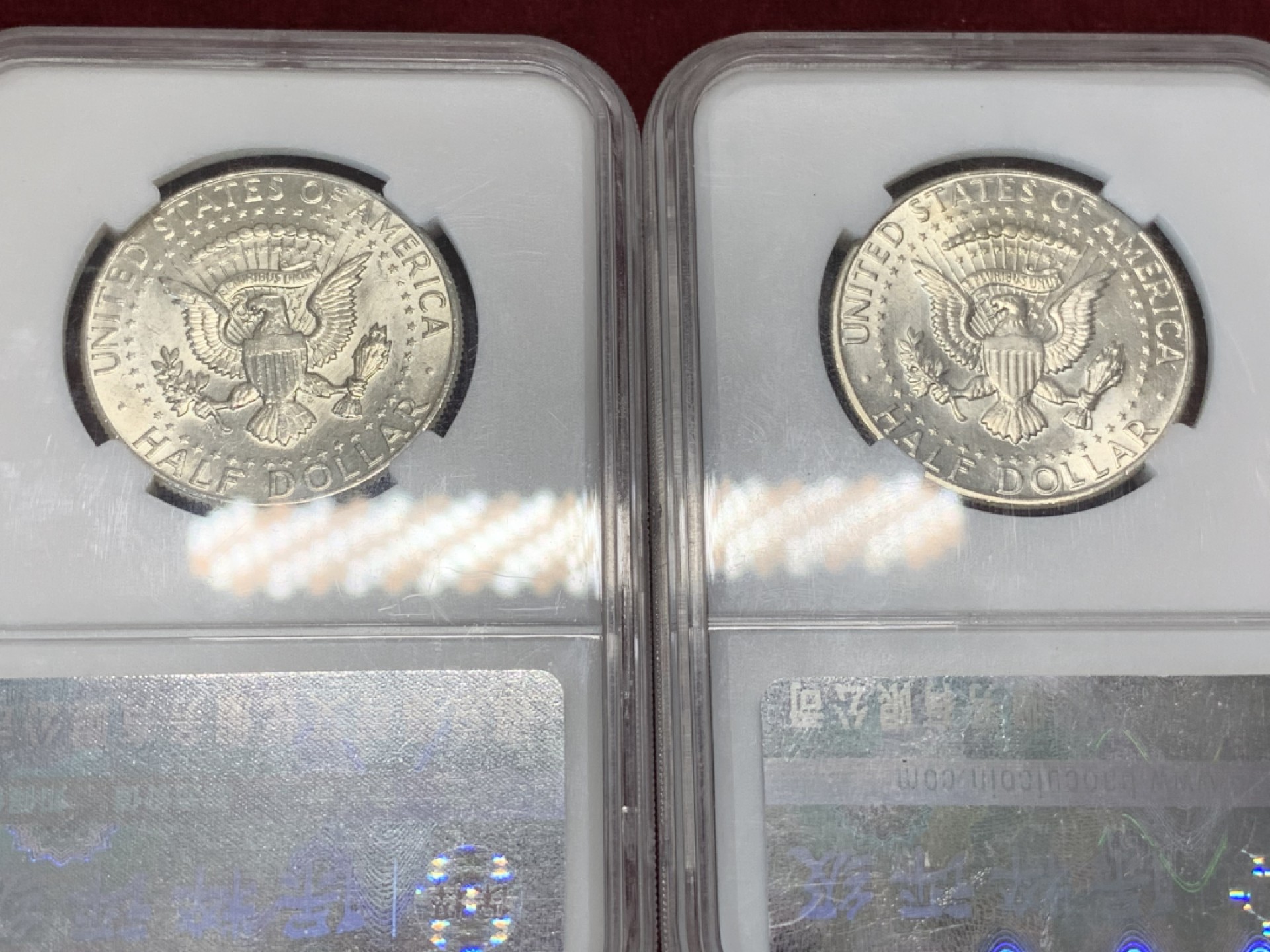 《竞宝斋》第95场-本周日，周一，周四，3场连拍（全场不限金额包邮） 保粹-MS65 美国 1964年-1969年 50美分 肯尼迪半美元 银币 肯尼迪银币全年份，品相统一，收藏好品。