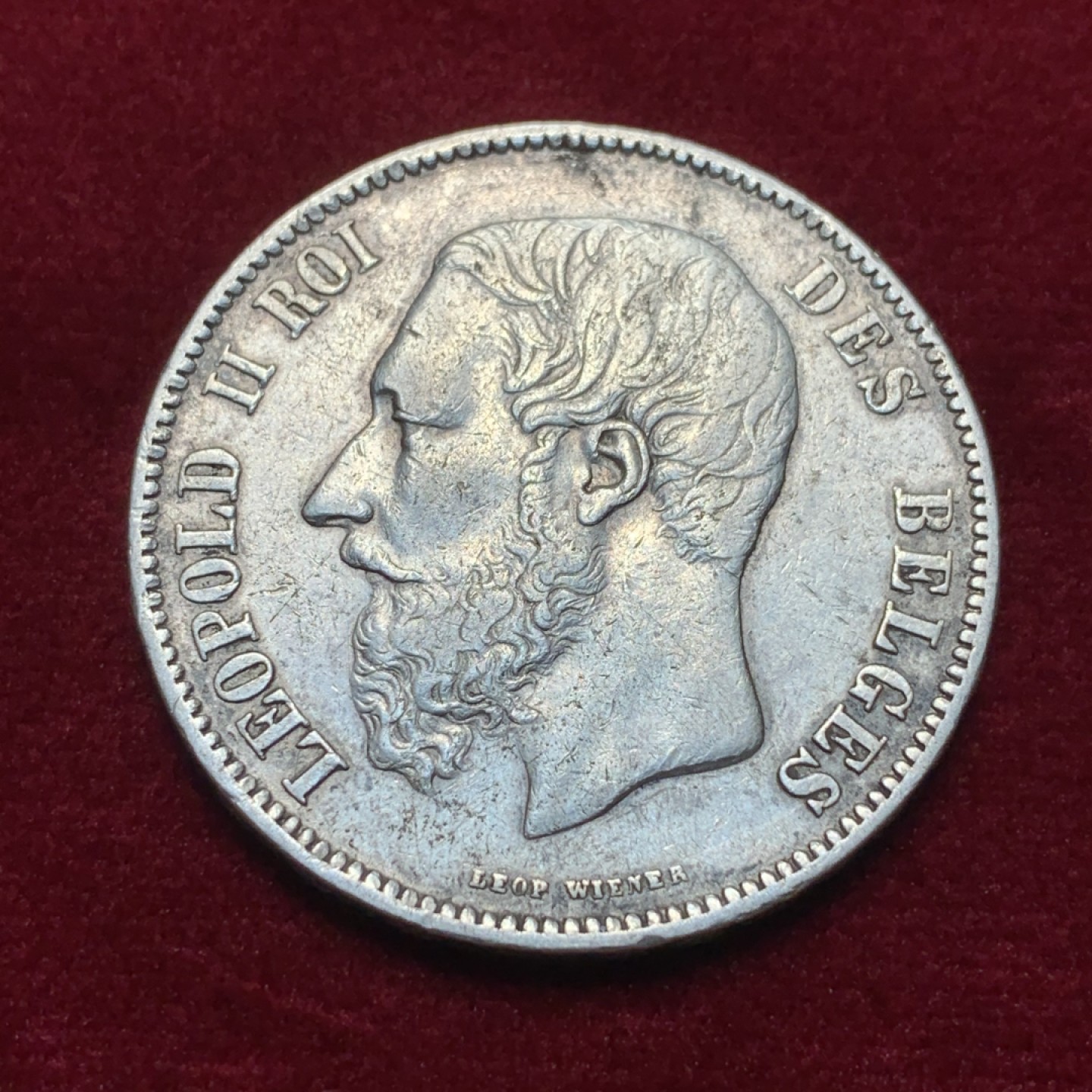 《竞宝斋》第95场-本周日，周一，周四，3场连拍（全场不限金额包邮） 1868年比利时利奥波德二世5法郎银币