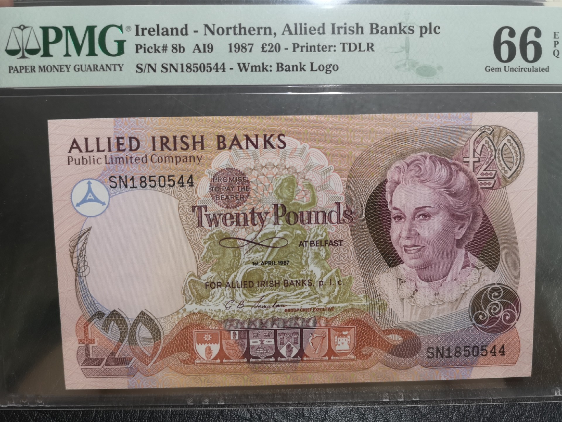 《外钞收藏家》第二百零三期 1987年北爱尔兰20镑 PMG66