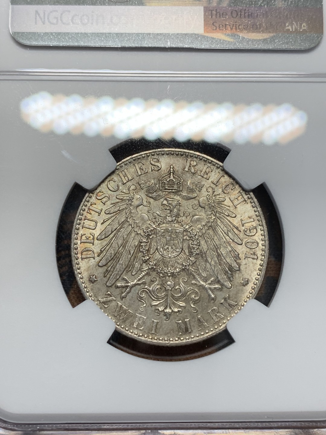 《竞宝斋》第95场-本周日，周一，周四，3场连拍（全场不限金额包邮） NGC-MS64 德国 普鲁士建国200年 2马克 银币