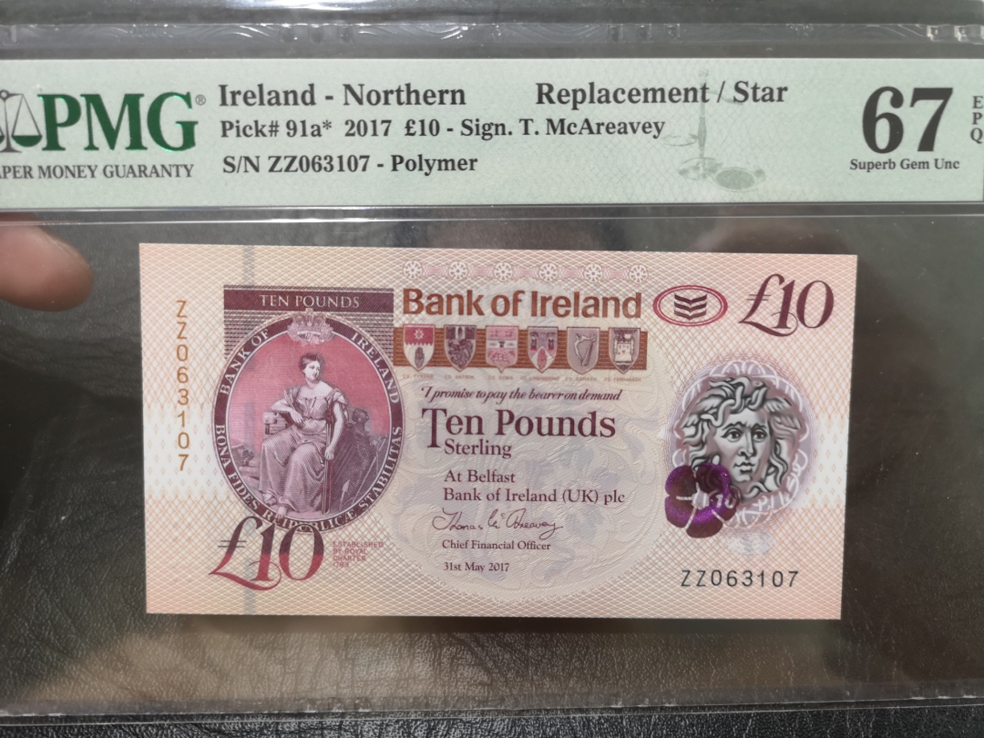 《外钞收藏家》第二百零三期 2017年北爱尔兰10镑 PMG67 补号