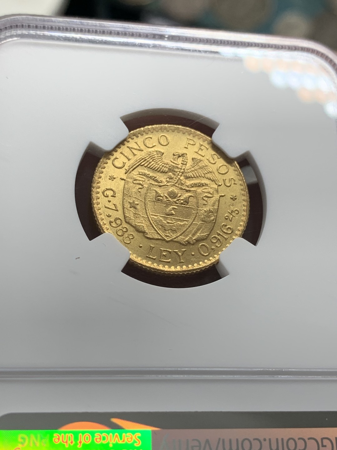 《竞宝斋》第95场-本周日，周一，周四，3场连拍（全场不限金额包邮） NGC-MS64 哥伦比亚 1929年 西蒙波利瓦 5比索金币 南美系品种暴涨