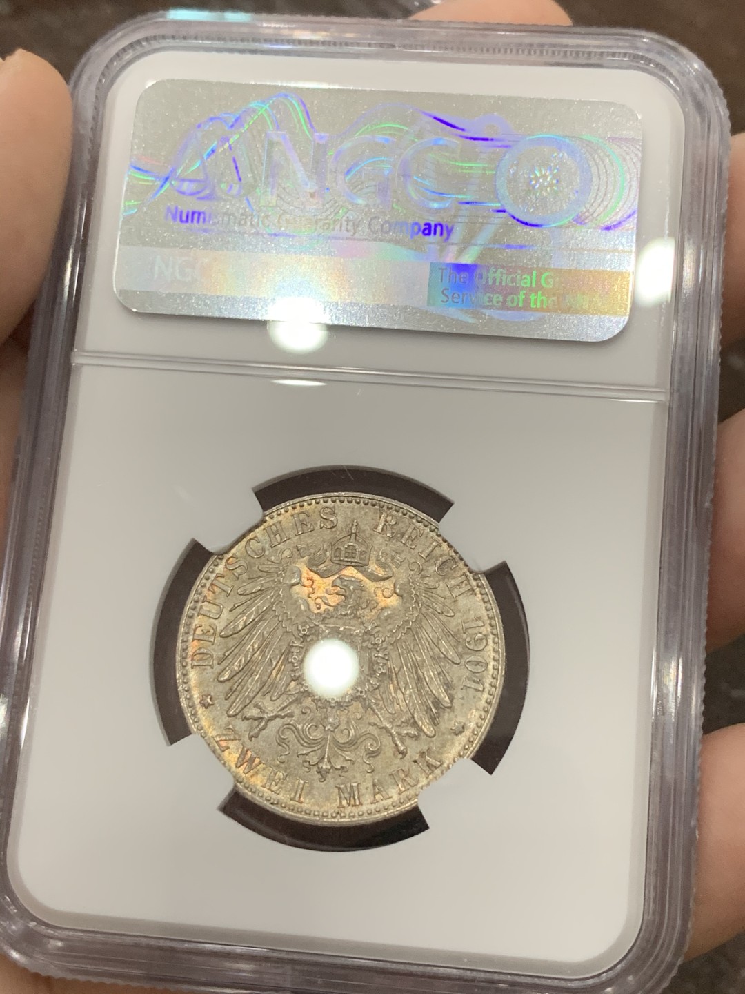 《竞宝斋》第95场-本周日，周一，周四，3场连拍（全场不限金额包邮） NGC-MS64 德国 普鲁士建国200年 2马克 银币