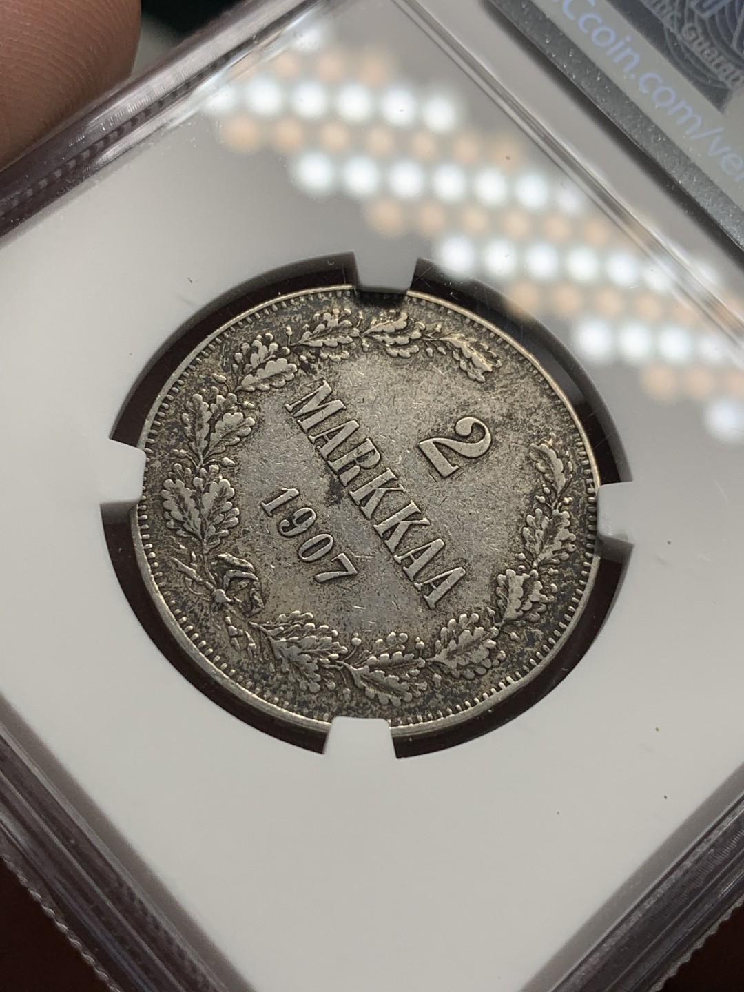 《竞宝斋》第95场-本周日，周一，周四，3场连拍（全场不限金额包邮） NGC-XF45 俄占芬兰 1907年 2马克 银币 少见品种 最大面值